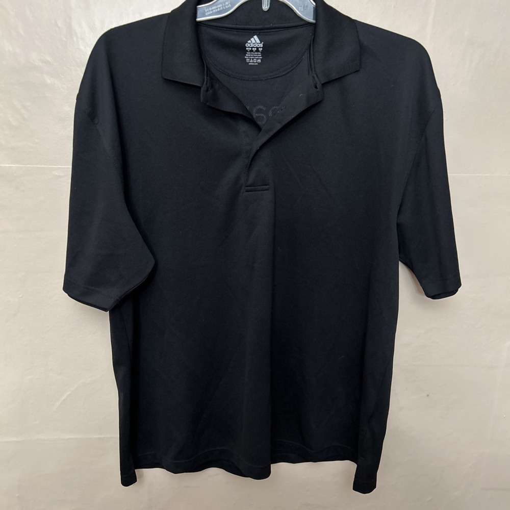 Team Adidas XL Black Polo Shirt Logo‎ Back
